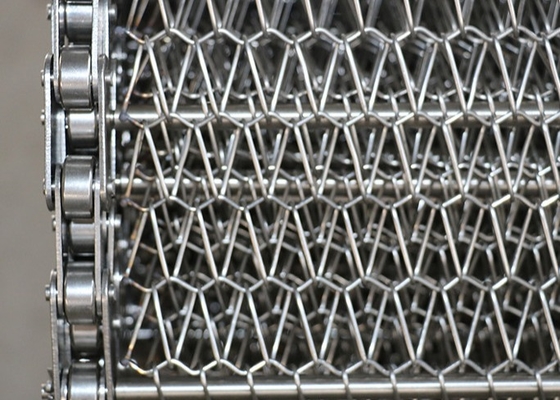 Food-grade 304/316 stainless steel chain link spiral steel wire conveyor mesh belt, used for food transportation or freezing/drying