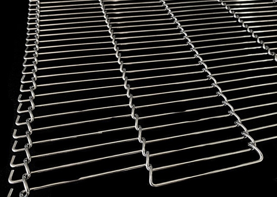 4.24mm-20.32mm Rod Pitch Flat Flex Conveyor Belt 0.9mm-2.8mm قطر الأسلاك