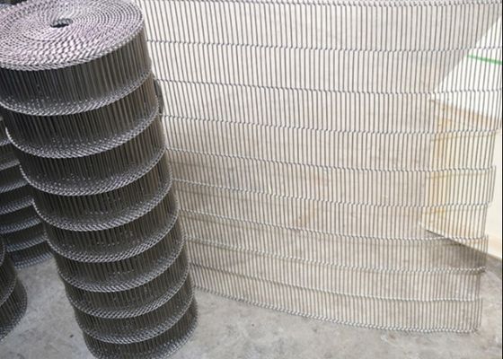 فرن تجهيز الطعام Ss304 Flat Flex Conveyor Belt 4mm Pitch