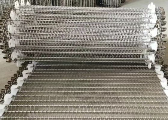 400mm العرض Sus304 لولبية شبكة حزام تجميد اللحوم المعالجة